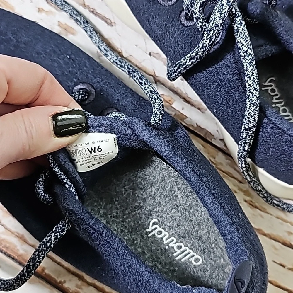 Allbirds sz 6 navy blue merino wool sneakers shoes SH96 - Picture 5 of 5
